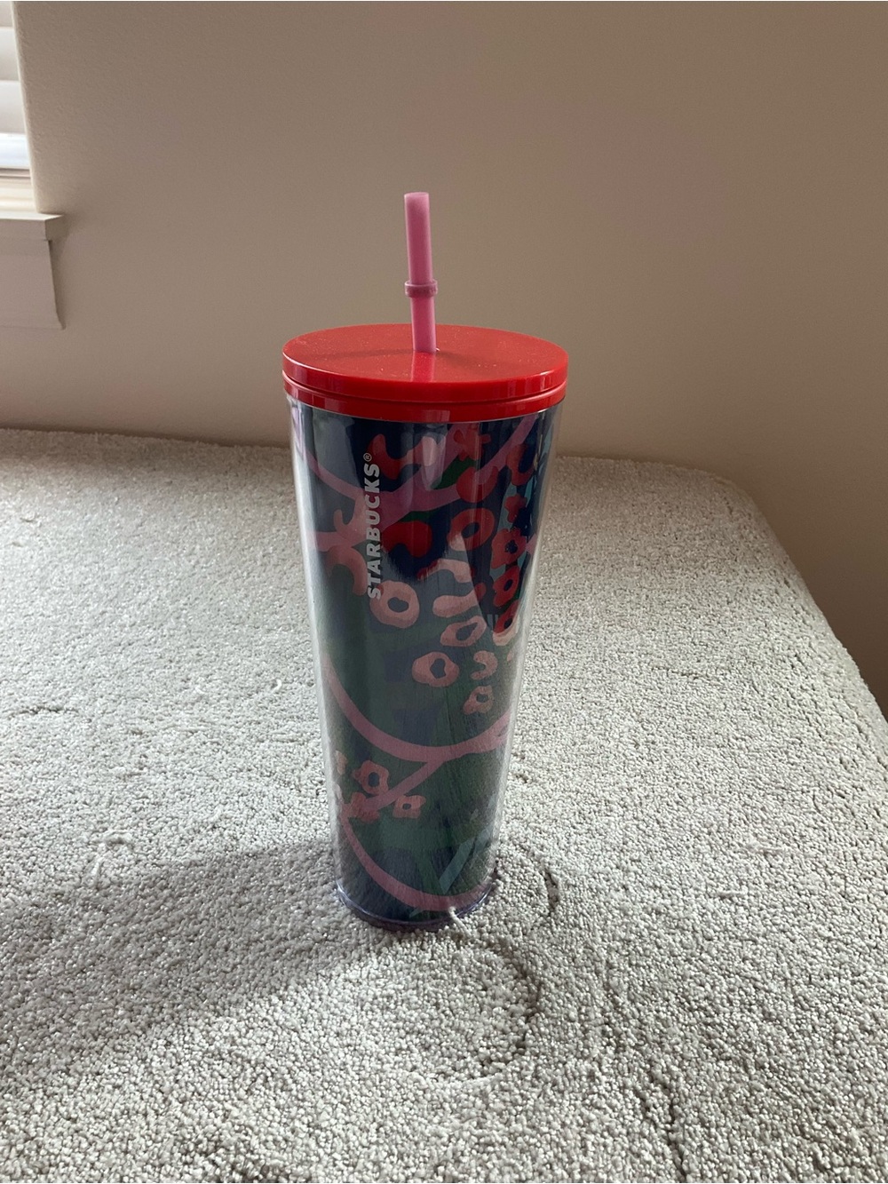 Starbucks 24 oz Venti Cold Cup Tumbler Abstract Floral Leopard
Print New